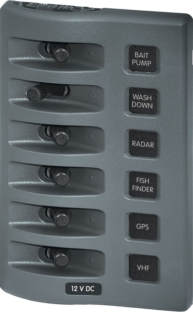 Switch Panel - 6 GANG 12V DC Weather Deck Bluesea