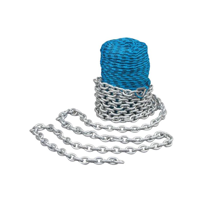 Nylon Double Braid Galvanized Anchor Rode, 200' Rope/15' Chain