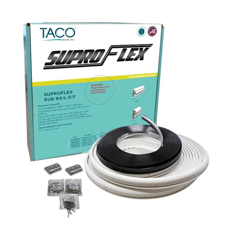 TACO MARINE SuproFlex Medium Rub Rail Kit White, 80'