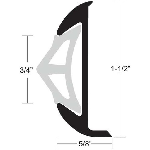 Aluminum Rub Rail 1 1/2"H x 5/8"W x 12'L, #8 Screws