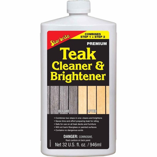 STAR BRITE Premium One Step Teak Cleaner & Brightener, 32 oz.