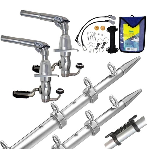 [GS-3952BKA-1] Taco Marine 18' Grand Slam 390 Outrigger Kit, Silver